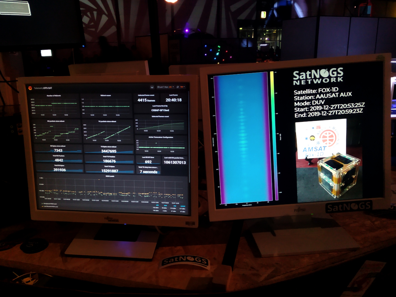 Satellite dashboards and satnogs demo display