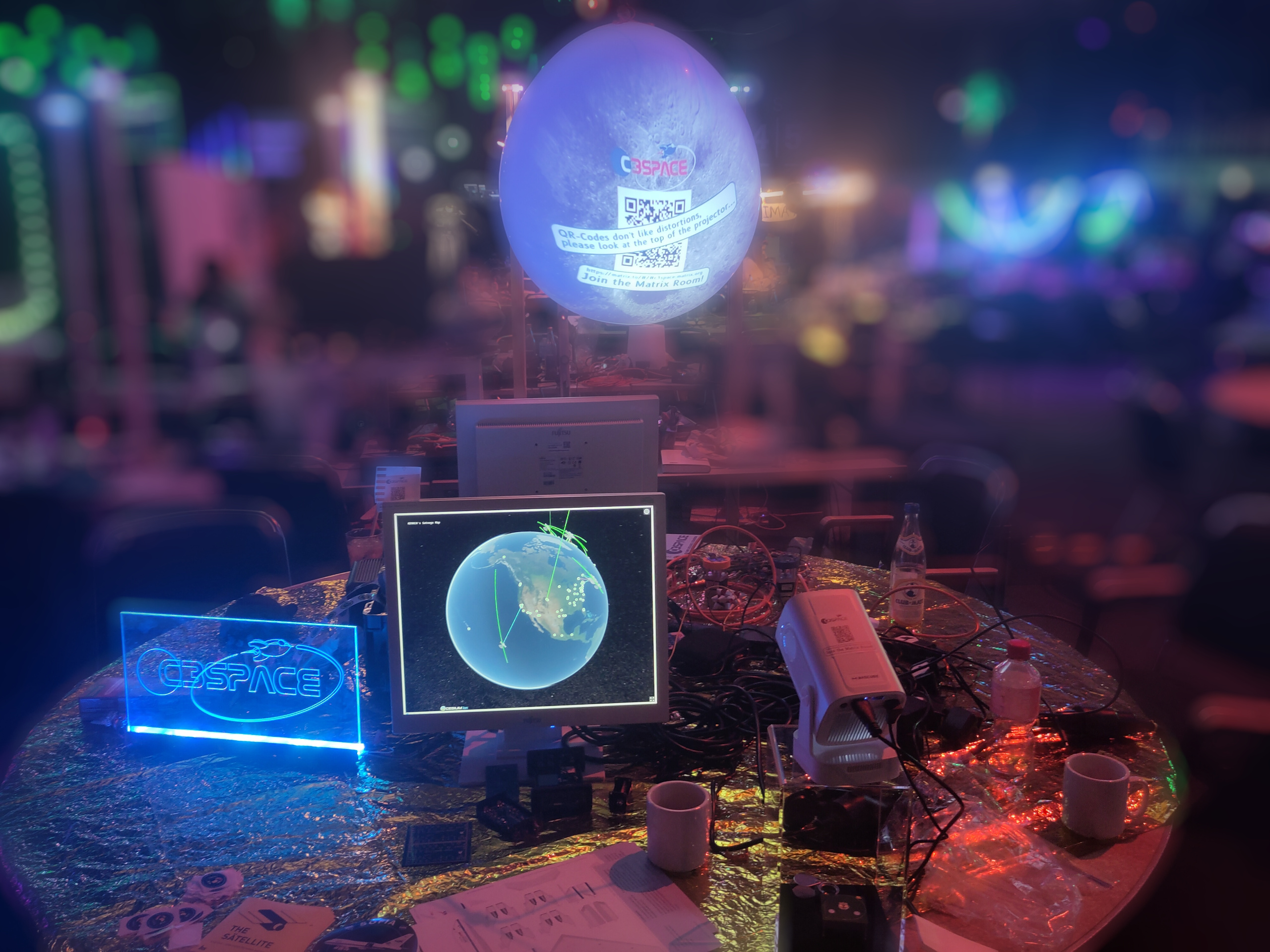 satnogs displays deployed at the second table of the c3space assembly